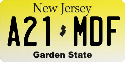 NJ license plate A21MDF