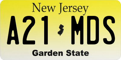 NJ license plate A21MDS
