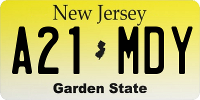 NJ license plate A21MDY