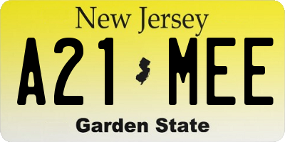 NJ license plate A21MEE