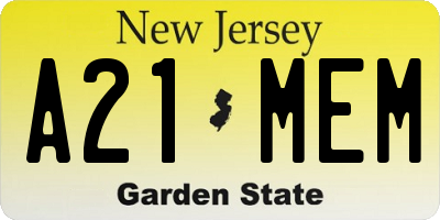 NJ license plate A21MEM