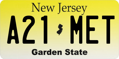 NJ license plate A21MET
