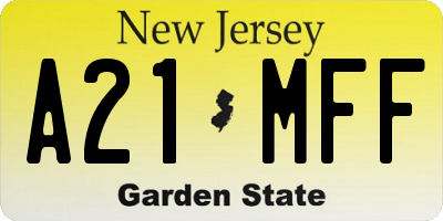 NJ license plate A21MFF