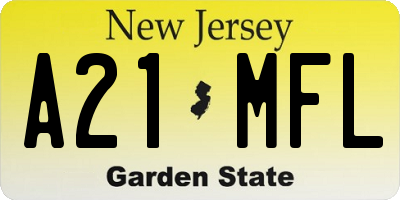 NJ license plate A21MFL