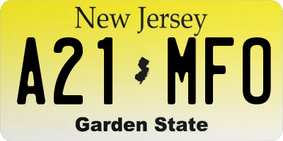 NJ license plate A21MFO