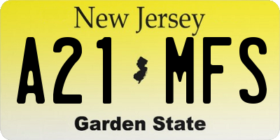NJ license plate A21MFS