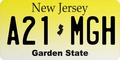 NJ license plate A21MGH