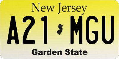 NJ license plate A21MGU