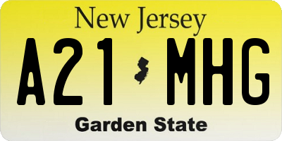 NJ license plate A21MHG