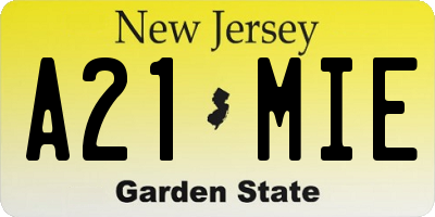NJ license plate A21MIE