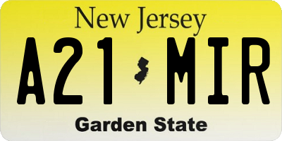 NJ license plate A21MIR