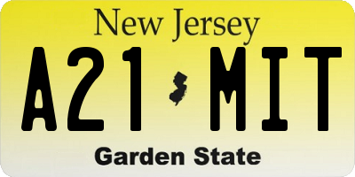 NJ license plate A21MIT