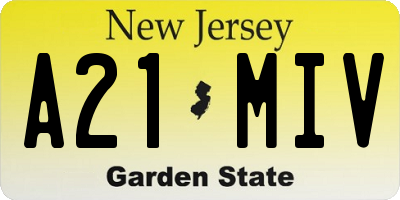 NJ license plate A21MIV