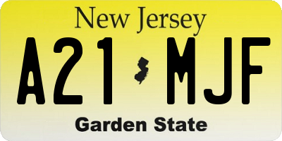 NJ license plate A21MJF