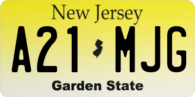 NJ license plate A21MJG