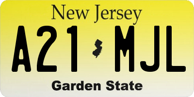 NJ license plate A21MJL