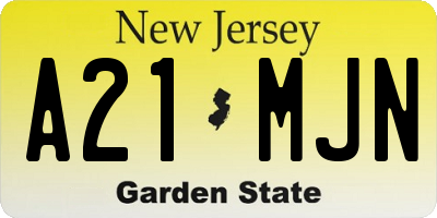 NJ license plate A21MJN