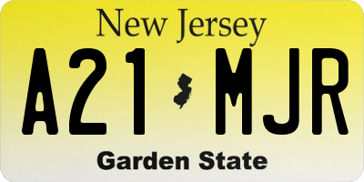 NJ license plate A21MJR
