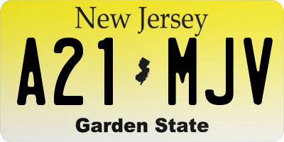 NJ license plate A21MJV