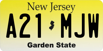 NJ license plate A21MJW