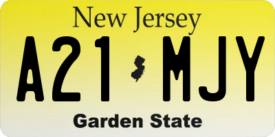 NJ license plate A21MJY