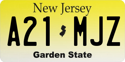 NJ license plate A21MJZ