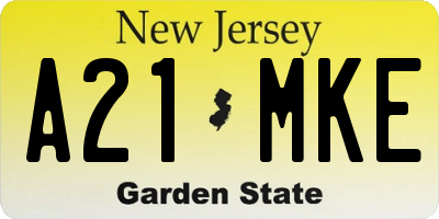 NJ license plate A21MKE