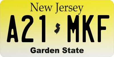 NJ license plate A21MKF