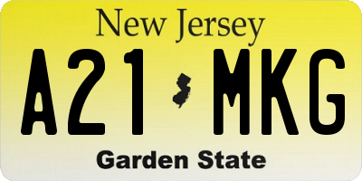 NJ license plate A21MKG