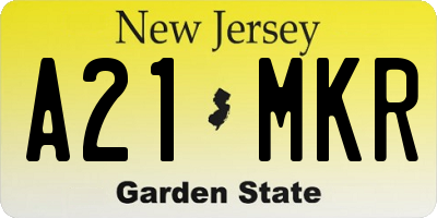 NJ license plate A21MKR