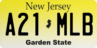 NJ license plate A21MLB