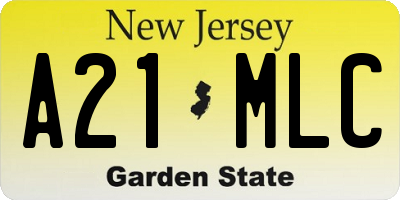 NJ license plate A21MLC