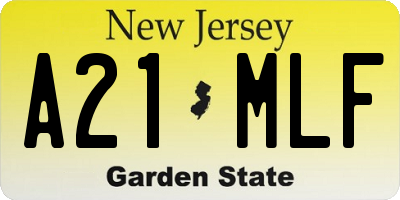 NJ license plate A21MLF
