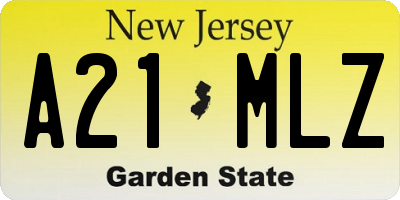 NJ license plate A21MLZ