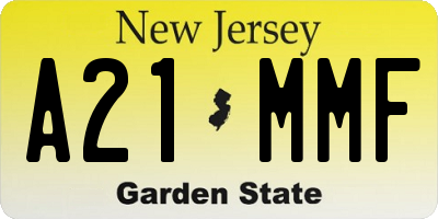NJ license plate A21MMF