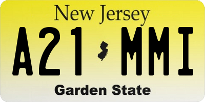 NJ license plate A21MMI