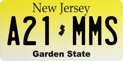 NJ license plate A21MMS