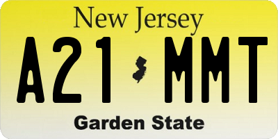NJ license plate A21MMT