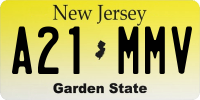 NJ license plate A21MMV