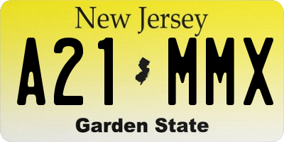 NJ license plate A21MMX