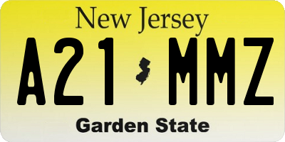 NJ license plate A21MMZ