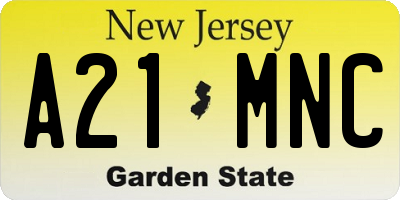 NJ license plate A21MNC