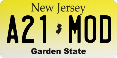 NJ license plate A21MOD