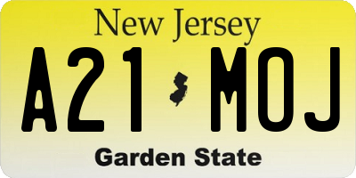 NJ license plate A21MOJ
