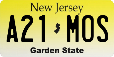 NJ license plate A21MOS