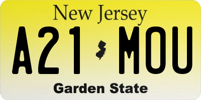 NJ license plate A21MOU