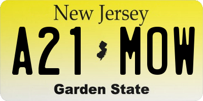 NJ license plate A21MOW