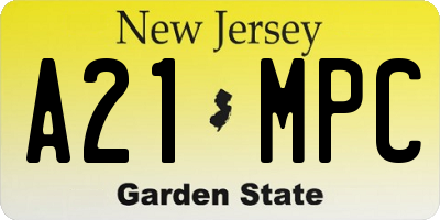 NJ license plate A21MPC
