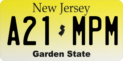 NJ license plate A21MPM