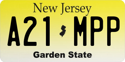 NJ license plate A21MPP
